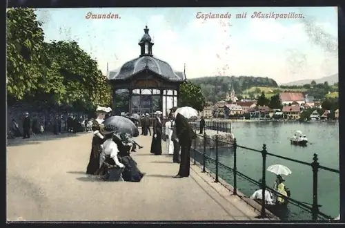 AK Gmunden, Esplanade mit Musikpavillon