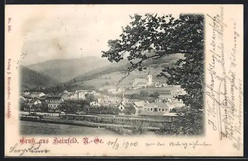 AK Hainfeld /N.-Ö., Panorama mit Bahnhof und Kirche