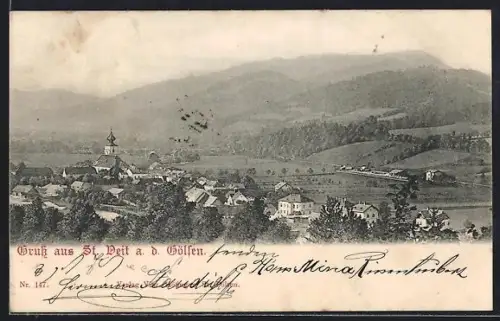 AK St. Veit a. d. Gölsen, Panorama mit Kirche