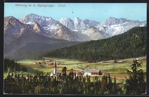 AK Steinberg /Tirol, Dorf mit Kirche vor der Rofangruppe