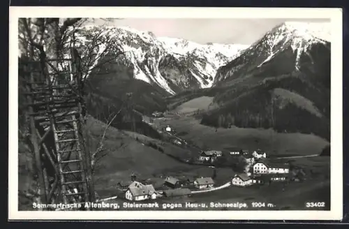 AK Altenberg /Steiermark, Ortsansicht gegen Heu- und Schneealpe