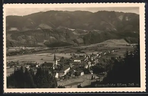AK Aflenz, Panorama des Ortes mit Kirche