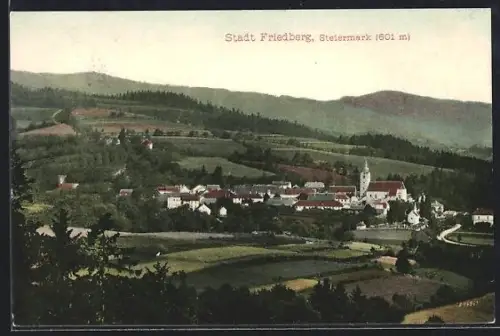 AK Friedberg /Steiermark, Panorama mit Kirche