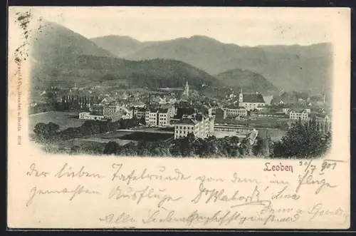 AK Leoben, Panorama mit Bergen