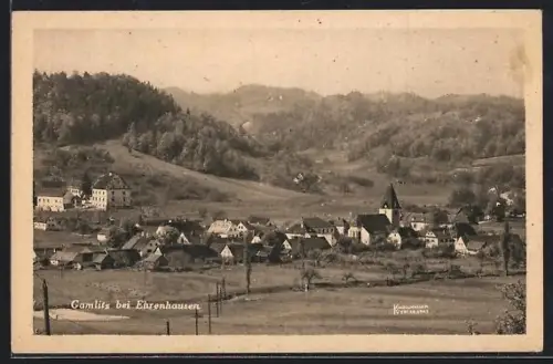 AK Gamlitz bei Ehrenhausen, Dorfpanorama mit Kirche