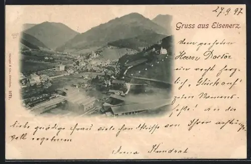 AK Eisenerz, Ortsansicht aus der Vogelschau