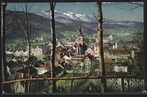 AK Bruck an der Mur, Durchblick zur Kirche