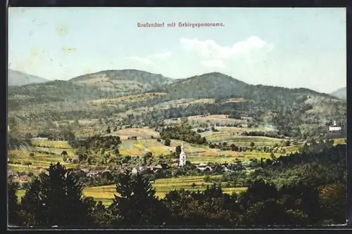 AK Grafendorf, Gebirgspanorama mit Ortsansicht