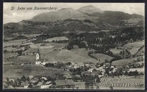 AK St. Peter am Kammersberg, Ortspanorama mit Kirche