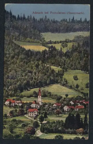 AK Frohnleiten, Adriach, Ortspanorama mit Kirche
