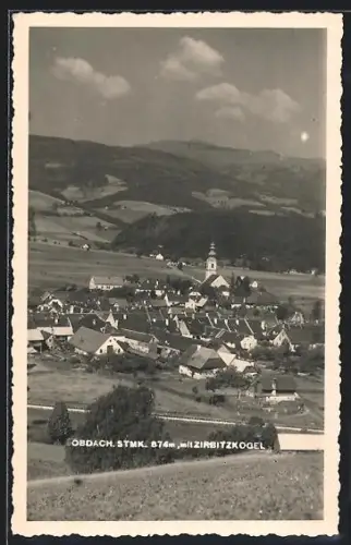 AK Obdach /Stmk., Panorama mit Kirche und Zirbitzkogel