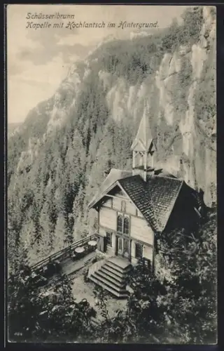AK Breitenau am Hochlantsch, Schüsserlbrunn, Kapelle mit Hochlantsch im Hintergrund