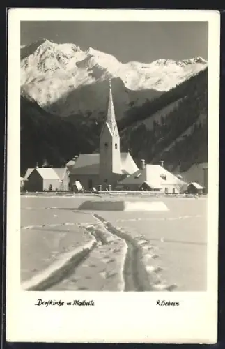 AK Mallnitz, Dorfkirche im Schnee