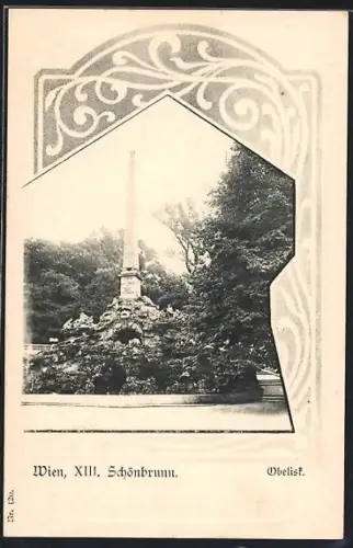 AK Wien, Schönbrunn, Blick zum Obelisk