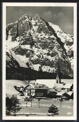 AK Seefeld i. T., Ortsansicht mit Oefelekopf