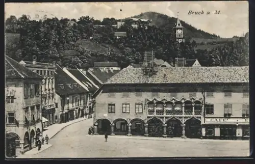 AK Bruck a. M., Strassenpartie mit Cafe
