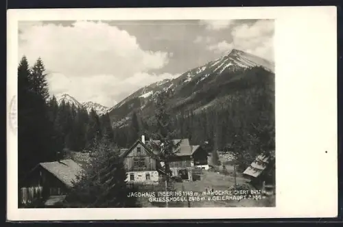 AK Spielberg /Stmk., Jagdhaus Ingering mit Hochreichert, Griesskogel und Geierhaupt