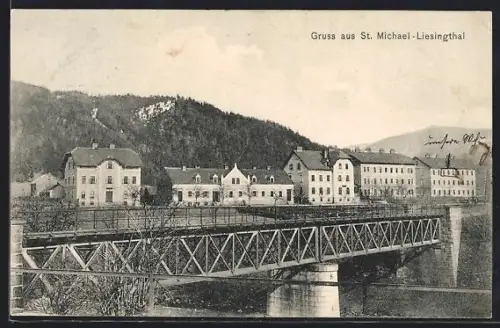 AK St. Michael /Liesingthal, Blick zur Brücke