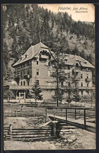 AK Aflenz /Steiermark, Fölzhotel mit Brücke