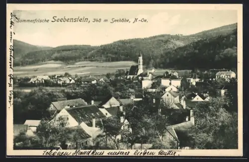 AK Seebenstein, Ortsansicht aus der Vogelschau