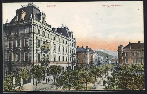 AK Leoben, Passanten in der Franz-Josef-Strasse