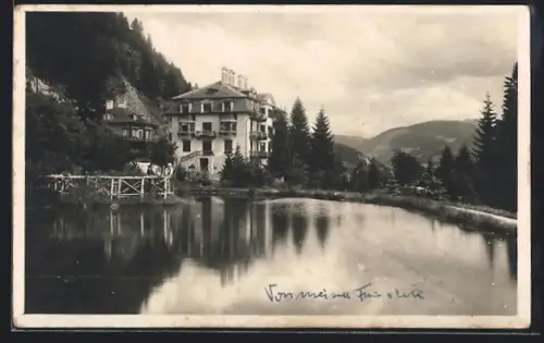 AK Gösing an der Mariazellerbahn, Hotel Gösing, Ansicht vom Wasser