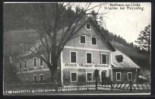 AK Mürzsteg, Gasthaus zur Linde von H. Mayer in Lanau