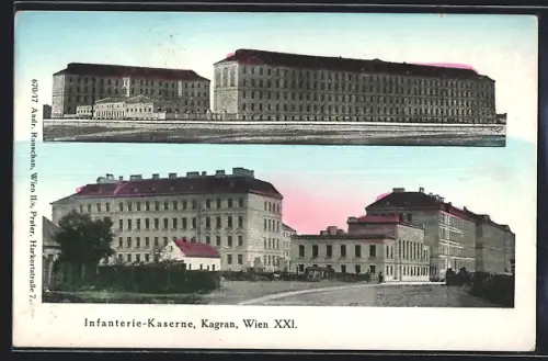 AK Wien, Kagran, Infanterie-Kaserne, Panorama-Ansichten