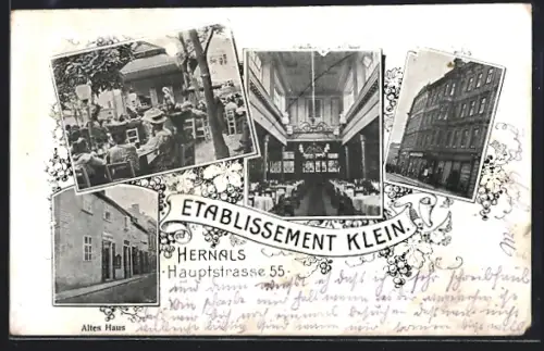 AK Hernals, Gaststätte Etablissement Klein, Hauptstrasse 55, Altes Haus, Fassade, Innenansichten