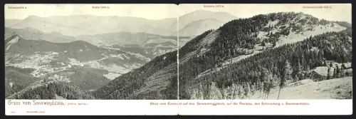 Klapp-AK Schottwien, Erzkogel, Panorama mit Raxalpe, Schneeberg und Sonnwendstein