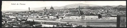 Klapp-AK Firenze, Totalansicht des Ortes mit Gebirge im Hintergrund