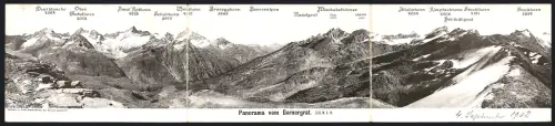 Klapp-AK Gornergrat, Panorama mit Ober Gabelhorn, Schallhorn und Nadelgrat