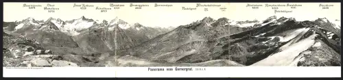 Klapp-AK Gornergrat, Panorama mit Ober Gabelhorn, Schallhorn und Nadelgrat