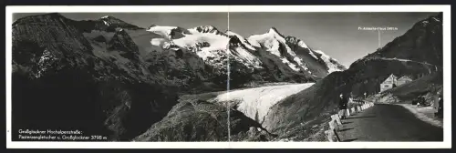 Klapp-AK Grossglockner Hochalpenstrasse, Panorama mit Fr. Josephs-Haus und Pasterzengletscher