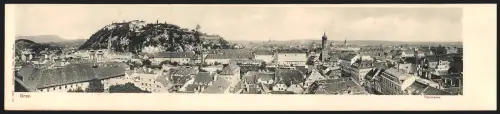 Klapp-AK Graz, Panorama mit Hotel Elefant und Kirche