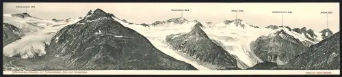 Klapp-AK Berlinerhütte /Schwarzenstein, Schwarzensee-Panorama mit Schwarzenstein, Horn und Waxeckkees
