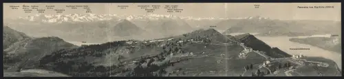 Klapp-AK Luzern, Panorama vom Rigi-Kulm mit Rotstock, First, Blackenstock, Brisen