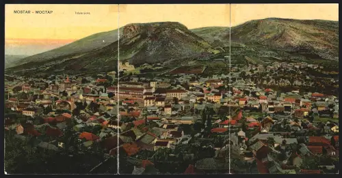 Klapp-AK Mostar, Totalansicht des Ortes
