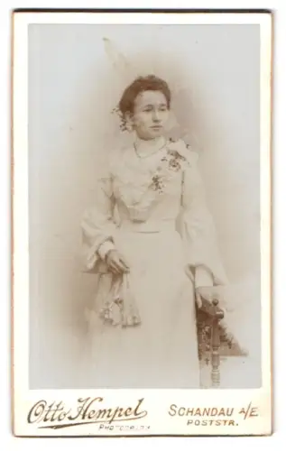 Fotografie Otto Hempel, Schandau a. E., Poststr., Porträt einer Dame in elegantem Kleid