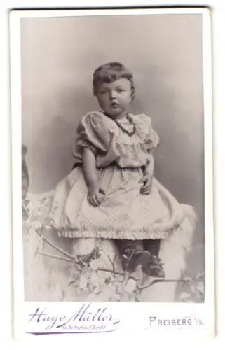 Fotografie Hugo Müller, Freiberg i. S., Fischer-Str. 29, Kind im eleganten Kleid