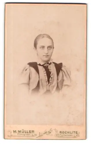 Fotografie M. Müller, Rochlitz, Porträt einer Dame im viktorianischen Stil