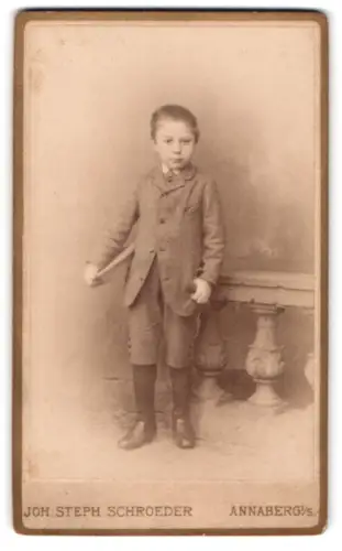 Fotografie Joh. Steph. Schroeder, Annaberg, Carlsplatz 756, Junge mit Anzug