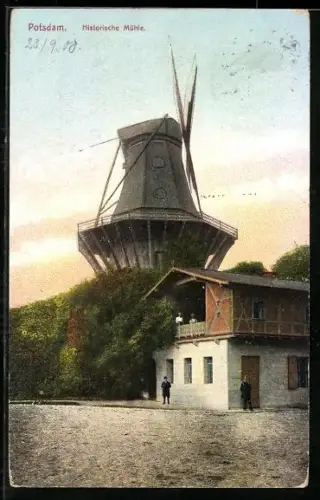 AK Potsdam, Historische Windmühle in Sanssouci