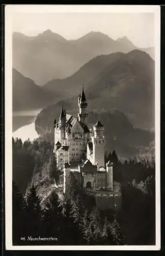 AK Schloss Neuschwanstein, Ausblick auf das Schloss
