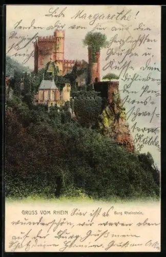AK Burg Rheinstein, Gesamtansicht