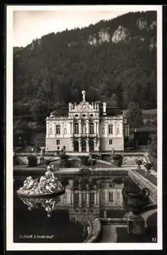 AK Kgl. Schloss Linderhof, Gesamtansicht mit Anlagen