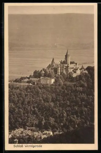 AK Schloss Wernigerode, Gesamtansicht mit Umgebung aus der Vogelschau