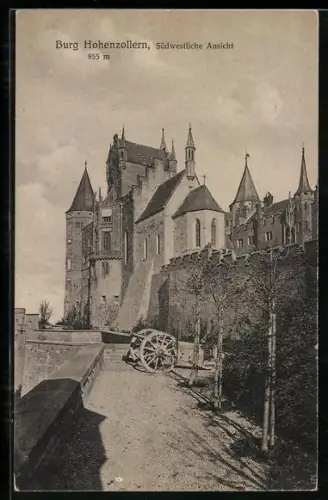 AK Burg Hohenzollern, Südwestliche Ansicht