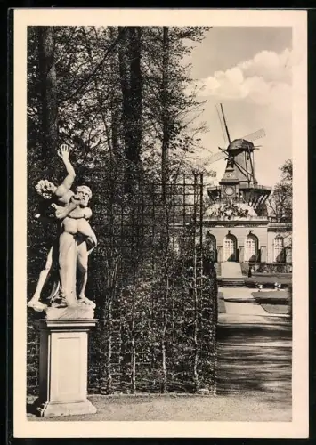 AK Potsdam-Sanssouci, Partie im Park, Windmühle