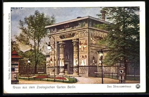 AK Berlin, Zoologischer Garten, Straussenhaus